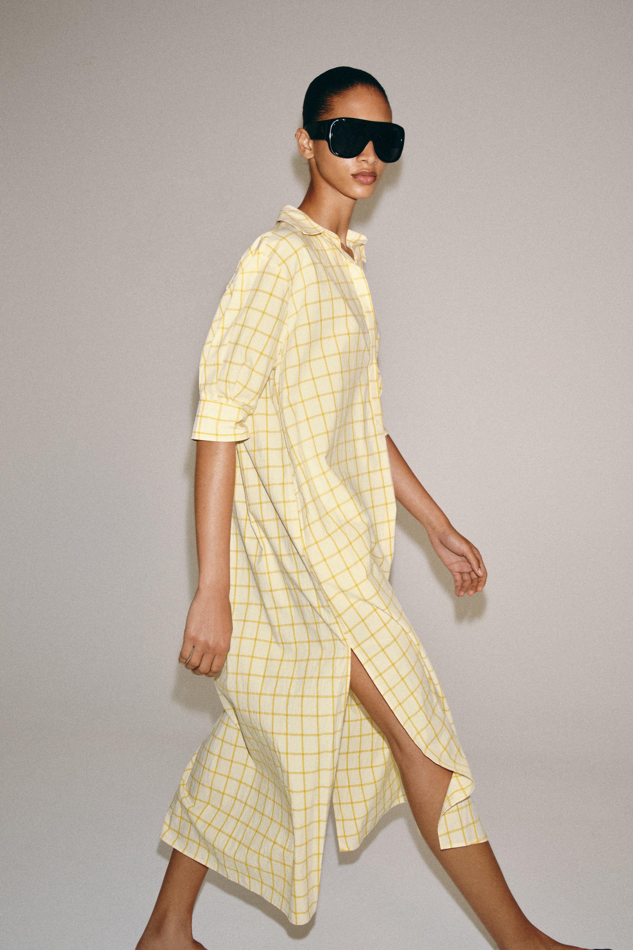ZW COLLECTION CHECKED SHIRT DRESS